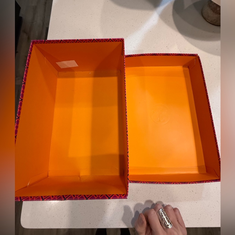 Tory Burch Magenta and Orange Patterned Shoe Storage/ Gift Box